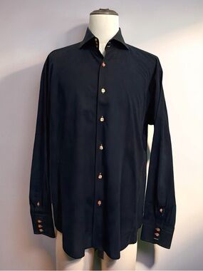 BOGOSSE Men’s Button-Down Shirt | Italian Rock Luxury | L/XL | Black & Gold